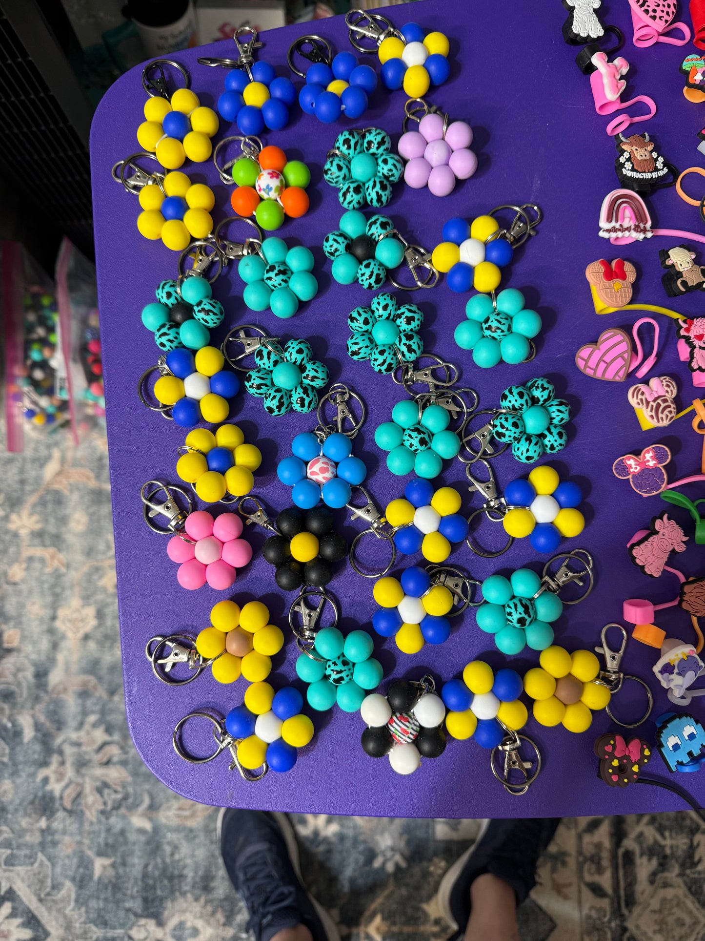 Flower beaded keychains