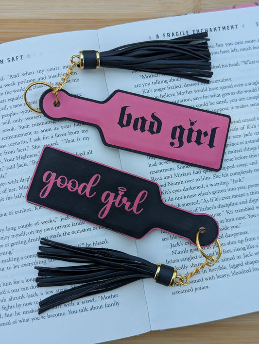 Bookish Good Girl Paddle Faux Leather Bookmark & Keychain